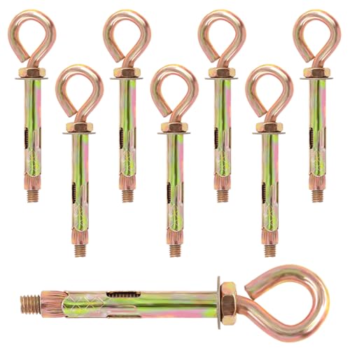 Swpeet Wall Concrete Brick Expansion Screws Closed Hook Bolts (M8) 8Pcs M8 Gewinde Wand Beton Ziegel Expansion Schrauben Geschlossener Ankerhaken, Expansion Eyebolt Schrauben Bolzen von Swpeet
