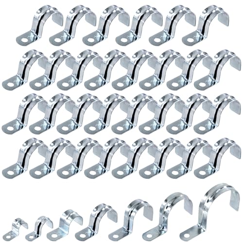 Swpeet Zinc Plated Steel EMT Pipe Straps with 1 Hole for EMT Conduit or Pipe Fixing ﻿ (1-1/4"-32mm) 30Pcs 1-1/4"(32mm) Verzinkt Ein Loch EMT Rohrgurt Kit, Rohrgurte U Halterung Rohrgurt Rohrschelle von Swpeet