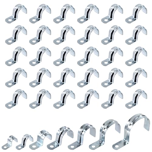 Swpeet Zinc Plated Steel EMT Pipe Straps with 1 Hole for EMT Conduit or Pipe Fixing ﻿ (3/4"-20mm) 30Pcs 3/4"(20mm) Zink überzogenes Ein Loch EMT Rohrgurt Kit, Rohrgurte U Halterung Rohrgurt von Swpeet
