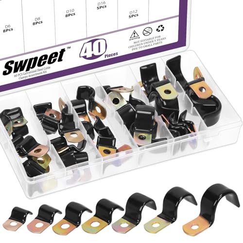 Swpeet able Half Clamps 40pcs 7 Größe 6mm-25mm 1/4 "verzinktes Loch Vinyl beschichtet ein Loch einseitige Kabelklemmen Sortiment-Kit, Gummi gepolsterte isolierte Clips, Metalldrahtklemmen Swpeet able Half Clamps 40pcs 7 Größe 6mm-25mm 1/4 "verzinktes Loch Vinyl beschichtet ein Loch einseitige Kabelklemmen Sortiment-Kit, Gummi gepolsterte isolierte Clips, Metalldrahtklemmen von Swpeet