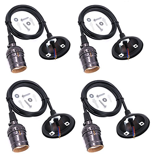 swpeet 4 PCS Vintage Edison Licht Socket Screw Leuchtmittel Licht Lampe Halter mit Draht, E26/E27 Sockel Verstellbare Schwarz Draht für Küche, Esszimmer, Bars und Restaurants swpeet 4 PCS Vintage Edison Licht Socket Screw Leuchtmittel Licht Lampe Halter mit Draht, E26/E27 Sockel Verstellbare Schwarz Draht für Küche, Esszimmer, Bars und Restaurants von Swpeet