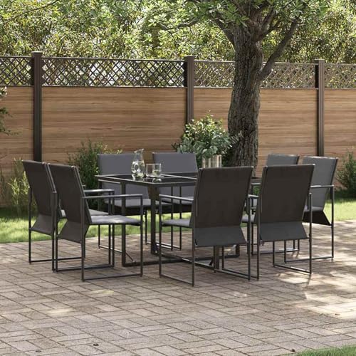 10-TLG. Garten-Essgruppe mit Kissen Stahl und Textilene, Gartentisch Stühlen Gartenmöbel Set for Outdoor Essbereich Balkon Café3335868 von Swpsd