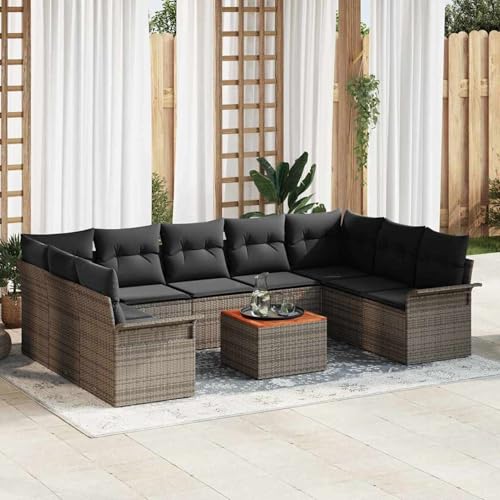 10-teiliges Gartensofa Set mit Kissen Grau, 2-Sitzer Gartensofa mit Stauraum & Kissen Grau Poly Rattan, Modulares Gartenmöbel-Set für Balkon Terrasse und Café 10-teiliges Gartensofa Set mit Kissen Grau, 2-Sitzer Gartensofa mit Stauraum & Kissen Grau Poly Rattan, Modulares Gartenmöbel-Set für Balkon Terrasse und Café von Swpsd