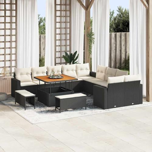 13-teilige Garten Sofa Set mit Kissen Schwarz, 3-teilige Garten Essgruppe mit Kissen Schwarz, Modulares Gartenmöbel-Set für Balkon Terrasse und Café 13-teilige Garten Sofa Set mit Kissen Schwarz, 3-teilige Garten Essgruppe mit Kissen Schwarz, Modulares Gartenmöbel-Set für Balkon Terrasse und Café von Swpsd