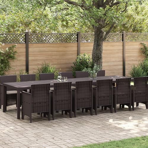 13-teiliges Garten Esstisch Set mit Kissen Braun Poly-Rattan, Gartentisch Stühlen Gartenmöbel Set for Outdoor Essbereich Balkon Café3378778 13-teiliges Garten Esstisch Set mit Kissen Braun Poly-Rattan, Gartentisch Stühlen Gartenmöbel Set for Outdoor Essbereich Balkon Café3378778 von Swpsd