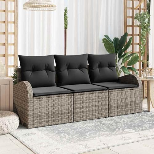 3-Teiliges Garten Sofa Set mit Kissen Grau, 2-Sitzer Garten Sofa mit Stauraum & Kissen Grau Poly Rattan, Modulares Gartenmöbel-Set für Balkon Terrasse und Café3354568 3-Teiliges Garten Sofa Set mit Kissen Grau, 2-Sitzer Garten Sofa mit Stauraum & Kissen Grau Poly Rattan, Modulares Gartenmöbel-Set für Balkon Terrasse und Café3354568 von Swpsd