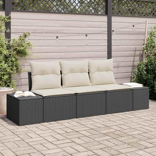 3 Teiliges Garten Sofa Set mit Kissen Schwarz Poly Rattan, Lounge Möbel Gartenmöbel-Set für Balkon Terrasse und Café3346917 3 Teiliges Garten Sofa Set mit Kissen Schwarz Poly Rattan, Lounge Möbel Gartenmöbel-Set für Balkon Terrasse und Café3346917 von Swpsd