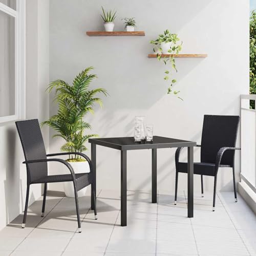 3-teilige Garten-Essgruppe Schwarz Poly Rattan, Gartentisch Stühlen Gartenmöbel Set for Outdoor Essbereich Balkon Café3379401 3-teilige Garten-Essgruppe Schwarz Poly Rattan, Gartentisch Stühlen Gartenmöbel Set for Outdoor Essbereich Balkon Café3379401 von Swpsd
