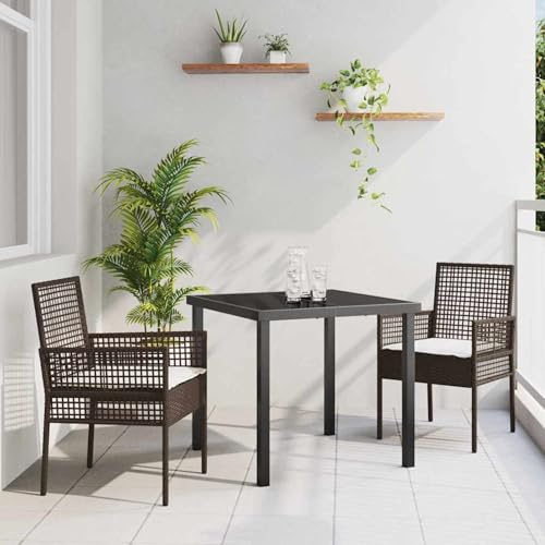 3-teilige Garten Esstisch Set mit Kissen Braun Poly Rattan, Gartentisch Stühlen Gartenmöbel Set for Outdoor Essbereich Balkon Café3379870 3-teilige Garten Esstisch Set mit Kissen Braun Poly Rattan, Gartentisch Stühlen Gartenmöbel Set for Outdoor Essbereich Balkon Café3379870 von Swpsd