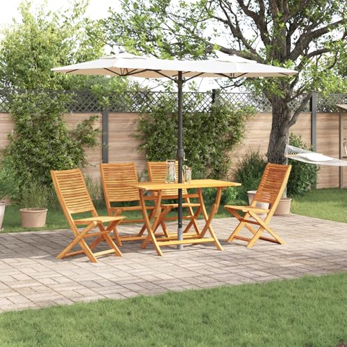 5-TLG. Garten-Essgruppe Massivholz Akazie, Gartentisch Stühlen Gartenmöbel Set for Outdoor Essbereich Balkon Café3375754 von Swpsd