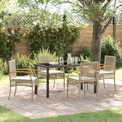 5 Teiliges Garten-ESS-Set mit Kissen Beige Poly-Rattan, Gartentisch Stühlen Gartenmöbel Set for Outdoor Essbereich Balkon Café3380829 5 Teiliges Garten-ESS-Set mit Kissen Beige Poly-Rattan, Gartentisch Stühlen Gartenmöbel Set for Outdoor Essbereich Balkon Café3380829 von Swpsd