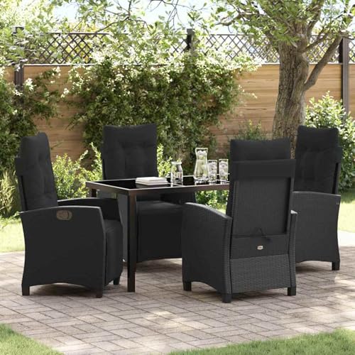 5-teiliges Garten-Dining-Set Schwarz Poly-Rattan, Gartentisch Stühlen Gartenmöbel Set for Outdoor Essbereich Balkon Café3380423 5-teiliges Garten-Dining-Set Schwarz Poly-Rattan, Gartentisch Stühlen Gartenmöbel Set for Outdoor Essbereich Balkon Café3380423 von Swpsd