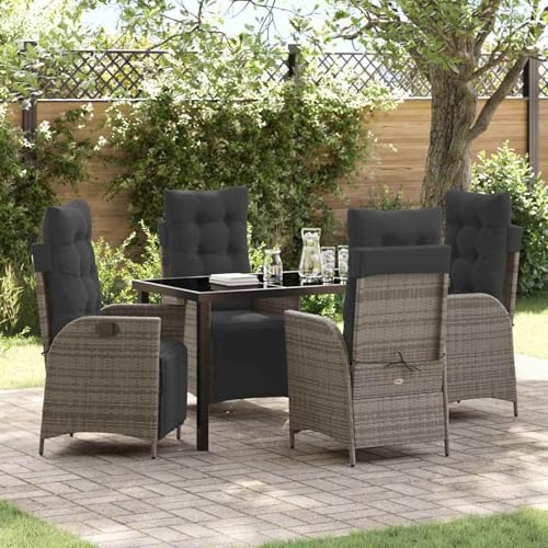 5-teiliges Garten-Essgruppe Grau Poly-Rattan, Gartentisch Stühlen Gartenmöbel Set for Outdoor Essbereich Balkon Café3380549 5-teiliges Garten-Essgruppe Grau Poly-Rattan, Gartentisch Stühlen Gartenmöbel Set for Outdoor Essbereich Balkon Café3380549 von Swpsd