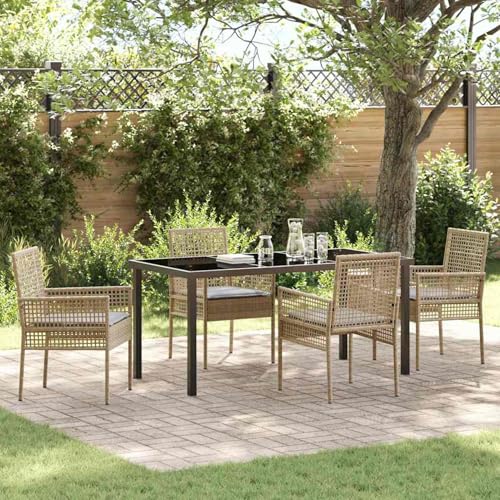 5-teiliges Garten Essset mit Kissen Beige Poly Rattan, Gartentisch Stühlen Gartenmöbel Set for Outdoor Essbereich Balkon Café3379887 5-teiliges Garten Essset mit Kissen Beige Poly Rattan, Gartentisch Stühlen Gartenmöbel Set for Outdoor Essbereich Balkon Café3379887 von Swpsd