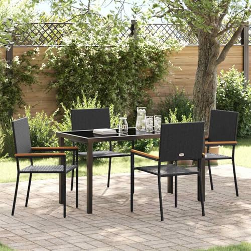 5-teiliges Garten Essset schwarzes Poly Rattan, Gartentisch Stühlen Gartenmöbel Set for Outdoor Essbereich Balkon Café3379704 5-teiliges Garten Essset schwarzes Poly Rattan, Gartentisch Stühlen Gartenmöbel Set for Outdoor Essbereich Balkon Café3379704 von Swpsd