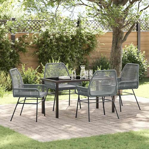 5-teiliges Garten-Esstisch-Set mit Kissen Grau Poly-Rattan, Gartentisch Stühlen Gartenmöbel Set for Outdoor Essbereich Balkon Café3380885 5-teiliges Garten-Esstisch-Set mit Kissen Grau Poly-Rattan, Gartentisch Stühlen Gartenmöbel Set for Outdoor Essbereich Balkon Café3380885 von Swpsd