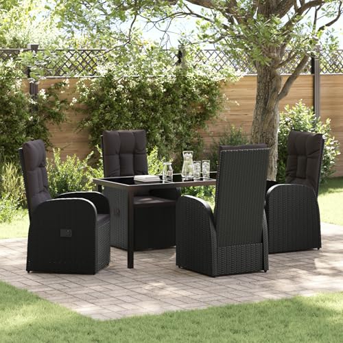 5-teiliges Garten-Esstisch-Set mit Kissen Schwarz Poly Rattan, Gartentisch Stühlen Gartenmöbel Set for Outdoor Essbereich Balkon Café3379508 5-teiliges Garten-Esstisch-Set mit Kissen Schwarz Poly Rattan, Gartentisch Stühlen Gartenmöbel Set for Outdoor Essbereich Balkon Café3379508 von Swpsd