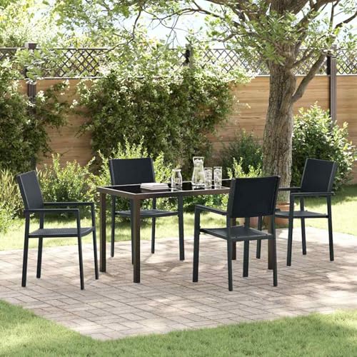 5-teiliges Garten-Esszimmer-Set Schwarz Poly Rattan, Gartentisch Stühlen Gartenmöbel Set for Outdoor Essbereich Balkon Café3379151 5-teiliges Garten-Esszimmer-Set Schwarz Poly Rattan, Gartentisch Stühlen Gartenmöbel Set for Outdoor Essbereich Balkon Café3379151 von Swpsd