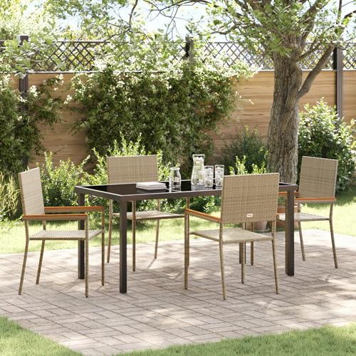 5-teiliges Garten-Esszimmer-Set in Beige aus Poly Rattan, Gartentisch Stühlen Gartenmöbel Set for Outdoor Essbereich Balkon Café3379719 5-teiliges Garten-Esszimmer-Set in Beige aus Poly Rattan, Gartentisch Stühlen Gartenmöbel Set for Outdoor Essbereich Balkon Café3379719 von Swpsd