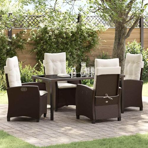 5-teiliges Gartendining-Set mit Kissen Braun Poly-Rattan, Gartentisch Stühlen Gartenmöbel Set for Outdoor Essbereich Balkon Café3380382 5-teiliges Gartendining-Set mit Kissen Braun Poly-Rattan, Gartentisch Stühlen Gartenmöbel Set for Outdoor Essbereich Balkon Café3380382 von Swpsd