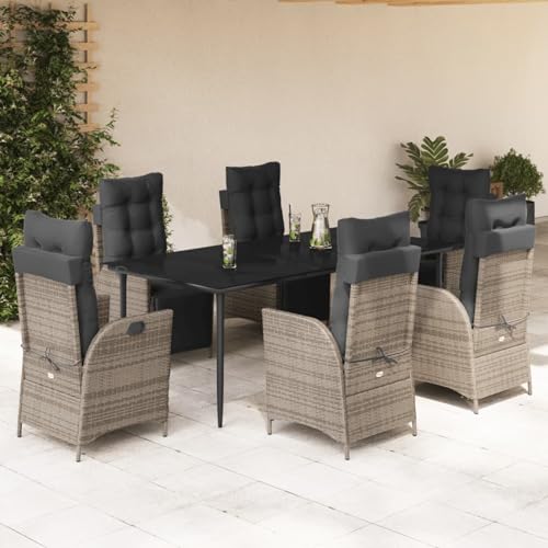 7-TLG. Garten-Essgruppe mit Kissen Grau Poly Rattan, Gartentisch Stühlen Gartenmöbel Set for Outdoor Essbereich Balkon Café3213425 7-TLG. Garten-Essgruppe mit Kissen Grau Poly Rattan, Gartentisch Stühlen Gartenmöbel Set for Outdoor Essbereich Balkon Café3213425 von Swpsd