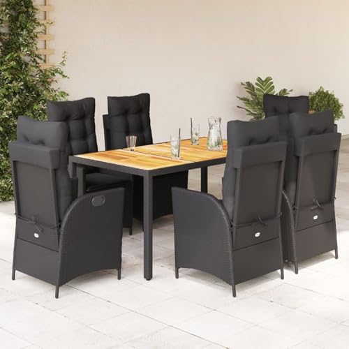 7-TLG. Garten-Essgruppe mit Kissen Schwarz Poly Rattan, Gartentisch Stühlen Gartenmöbel Set for Outdoor Essbereich Balkon Café3213098 7-TLG. Garten-Essgruppe mit Kissen Schwarz Poly Rattan, Gartentisch Stühlen Gartenmöbel Set for Outdoor Essbereich Balkon Café3213098 von Swpsd