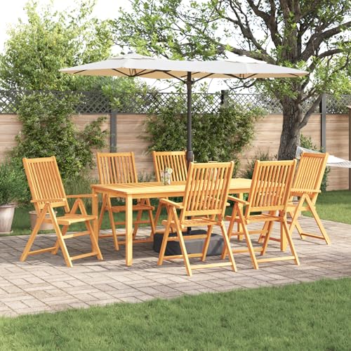 7-teilige Garten-Essgruppe aus massivem Akazienholz, klappbar, Gartentisch Stühlen Gartenmöbel Set for Outdoor Essbereich Balkon Café3375621 von Swpsd