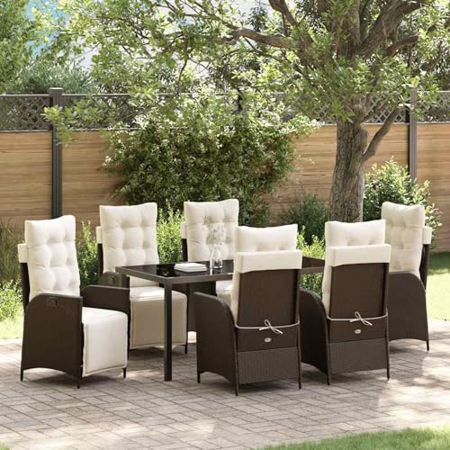 7-teiliges Garten-Essensemble Braun Poly-Rattan, Gartentisch Stühlen Gartenmöbel Set for Outdoor Essbereich Balkon Café3380544 7-teiliges Garten-Essensemble Braun Poly-Rattan, Gartentisch Stühlen Gartenmöbel Set for Outdoor Essbereich Balkon Café3380544 von Swpsd