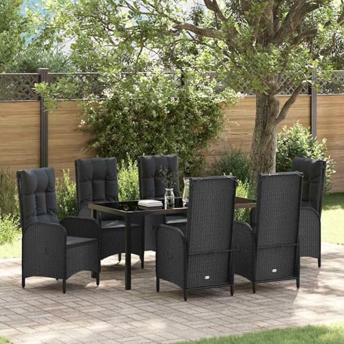 7-teiliges Garten-Essenset Schwarz Poly Rattan, Gartentisch Stühlen Gartenmöbel Set for Outdoor Essbereich Balkon Café3380117 7-teiliges Garten-Essenset Schwarz Poly Rattan, Gartentisch Stühlen Gartenmöbel Set for Outdoor Essbereich Balkon Café3380117 von Swpsd