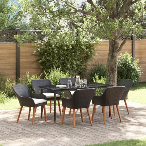 7-teiliges Garten-Essset Schwarz Poly-Rattan, Gartentisch Stühlen Gartenmöbel Set for Outdoor Essbereich Balkon Café3261667 7-teiliges Garten-Essset Schwarz Poly-Rattan, Gartentisch Stühlen Gartenmöbel Set for Outdoor Essbereich Balkon Café3261667 von Swpsd