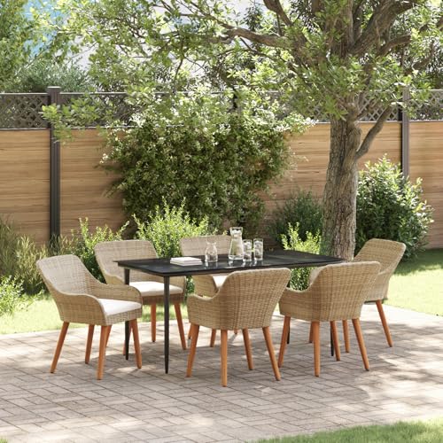 7-teiliges Garten Esstisch Set Beige Poly Rattan, Gartentisch Stühlen Gartenmöbel Set for Outdoor Essbereich Balkon Café3261695 7-teiliges Garten Esstisch Set Beige Poly Rattan, Gartentisch Stühlen Gartenmöbel Set for Outdoor Essbereich Balkon Café3261695 von Swpsd