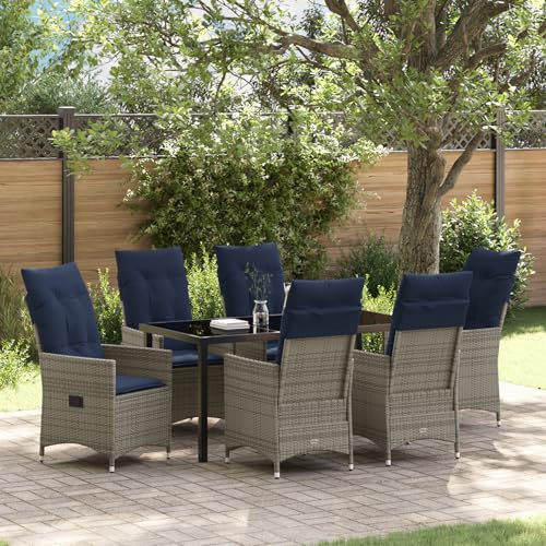 7-teiliges Garten Esstisch Set mit grauem Poly-Rattan, Gartentisch Stühlen Gartenmöbel Set for Outdoor Essbereich Balkon Café3379594 7-teiliges Garten Esstisch Set mit grauem Poly-Rattan, Gartentisch Stühlen Gartenmöbel Set for Outdoor Essbereich Balkon Café3379594 von Swpsd