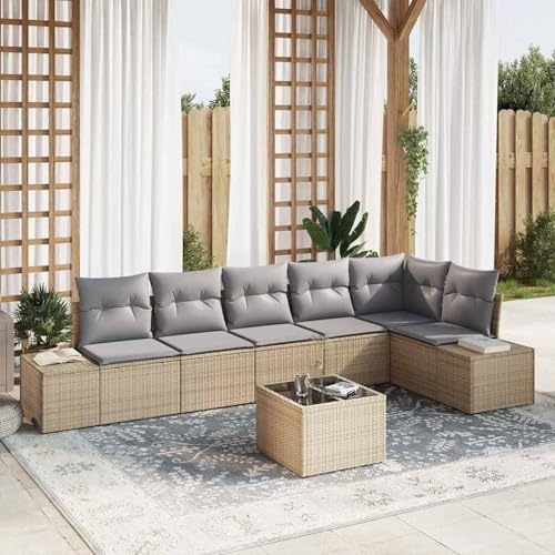 7-teiliges Garten Sofa Set mit Kissen Schwarz Poly-Rattan, Modulares Gartenmöbel-Set für Balkon Terrasse und Café3355759 7-teiliges Garten Sofa Set mit Kissen Schwarz Poly-Rattan, Modulares Gartenmöbel-Set für Balkon Terrasse und Café3355759 von Swpsd