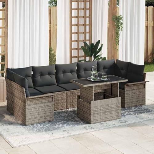 8-teiliges Garten Sofa Set mit Kissen Grau Poly Rattan, 2-Sitzer Garten Sofa mit Stauraum & Kissen Grau Poly Rattan, Modulares Gartenmöbel-Set für Balkon Terrasse und Café3356972 8-teiliges Garten Sofa Set mit Kissen Grau Poly Rattan, 2-Sitzer Garten Sofa mit Stauraum & Kissen Grau Poly Rattan, Modulares Gartenmöbel-Set für Balkon Terrasse und Café3356972 von Swpsd