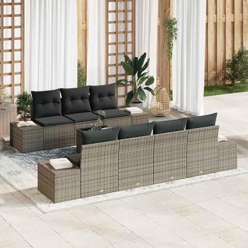 8-teiliges Garten Sofa Set mit Kissen Grau Poly Rattan, Lounge Möbel Gartenmöbel-Set für Balkon Terrasse und Café3346969 8-teiliges Garten Sofa Set mit Kissen Grau Poly Rattan, Lounge Möbel Gartenmöbel-Set für Balkon Terrasse und Café3346969 von Swpsd