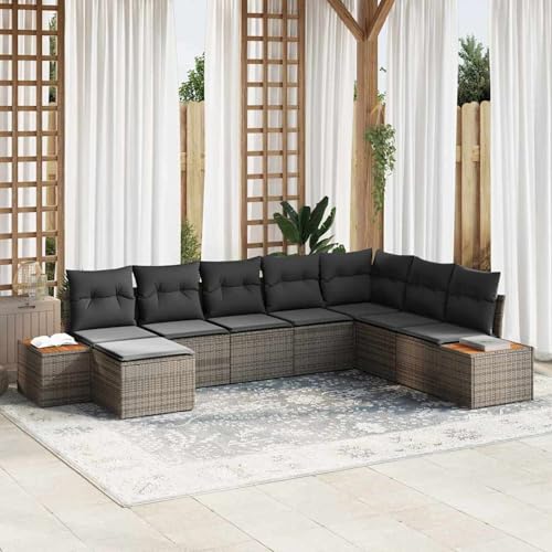 8-teiliges Garten Sofa Set mit Kissen Grau Poly Rattan Akazie, Modulares Gartenmöbel-Set für Balkon Terrasse und Café3348145 8-teiliges Garten Sofa Set mit Kissen Grau Poly Rattan Akazie, Modulares Gartenmöbel-Set für Balkon Terrasse und Café3348145 von Swpsd