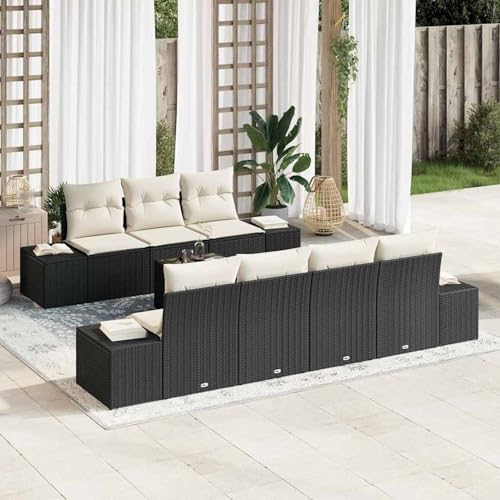 8-teiliges Garten Sofa Set mit Kissen in Schwarz aus Poly Rattan, Lounge Möbel Gartenmöbel-Set für Balkon Terrasse und Café3346967 8-teiliges Garten Sofa Set mit Kissen in Schwarz aus Poly Rattan, Lounge Möbel Gartenmöbel-Set für Balkon Terrasse und Café3346967 von Swpsd