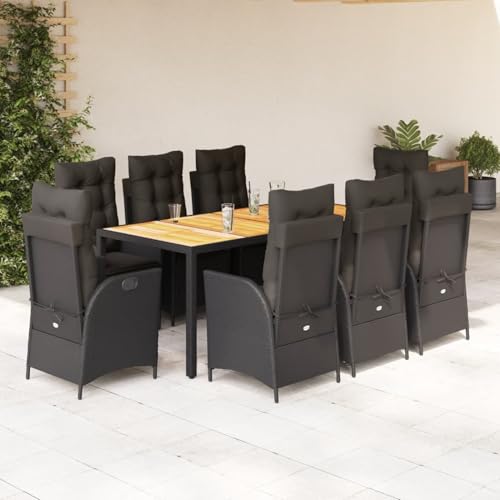 9-TLG. Garten-Essgruppe mit Kissen Schwarz Poly Rattan, Gartentisch Stühlen Gartenmöbel Set for Outdoor Essbereich Balkon Café3213101 9-TLG. Garten-Essgruppe mit Kissen Schwarz Poly Rattan, Gartentisch Stühlen Gartenmöbel Set for Outdoor Essbereich Balkon Café3213101 von Swpsd