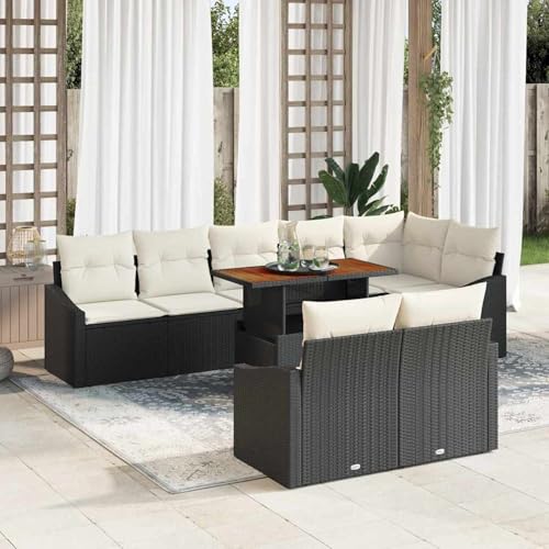 9-TLG. Garten-Essgruppe mit Kissen Schwarz Poly Rattan Akazie, Modulares Gartenmöbel-Set für Balkon Terrasse und Café3349851 9-TLG. Garten-Essgruppe mit Kissen Schwarz Poly Rattan Akazie, Modulares Gartenmöbel-Set für Balkon Terrasse und Café3349851 von Swpsd