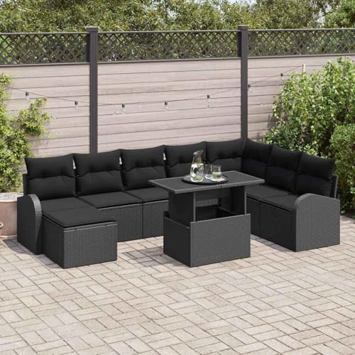 9 Teiliges Garten Sofa Set mit Kissen Schwarz Poly Rattan, Lounge Möbel Gartenmöbel-Set für Balkon Terrasse und Café3348699 9 Teiliges Garten Sofa Set mit Kissen Schwarz Poly Rattan, Lounge Möbel Gartenmöbel-Set für Balkon Terrasse und Café3348699 von Swpsd