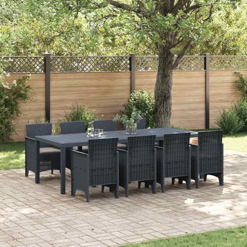 9-teiliges Garten-ESS-Set mit Kissen Anthrazit Poly-Rattan, Gartentisch Stühlen Gartenmöbel Set for Outdoor Essbereich Balkon Café3378733 9-teiliges Garten-ESS-Set mit Kissen Anthrazit Poly-Rattan, Gartentisch Stühlen Gartenmöbel Set for Outdoor Essbereich Balkon Café3378733 von Swpsd