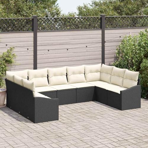 9-teiliges Garten Essset mit Kissen Schwarz Poly Rattan, Gartentisch Stühlen Gartenmöbel Set for Outdoor Essbereich Balkon Café3355546 9-teiliges Garten Essset mit Kissen Schwarz Poly Rattan, Gartentisch Stühlen Gartenmöbel Set for Outdoor Essbereich Balkon Café3355546 von Swpsd