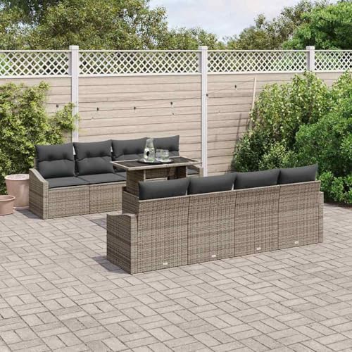 9-teiliges Garten Sofa Set mit Kissen Grau Poly Rattan, Lounge Möbel Gartenmöbel-Set für Balkon Terrasse und Café3348965 9-teiliges Garten Sofa Set mit Kissen Grau Poly Rattan, Lounge Möbel Gartenmöbel-Set für Balkon Terrasse und Café3348965 von Swpsd