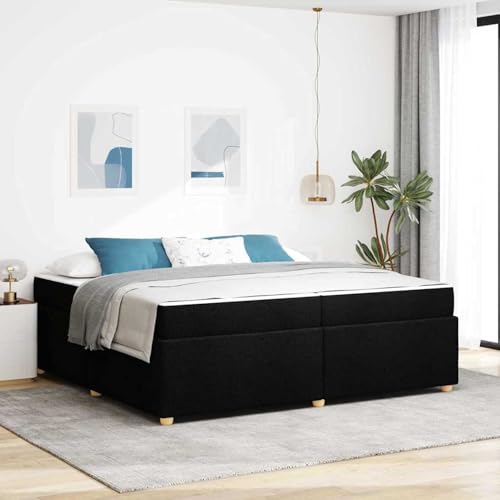 Bettgestell mit Matratze Schwarz 200 x 200 cm Stoff, Familienbett Bett Bettgestelle Rahmen für Gästezimmer Schlafzimmer3399379 von Swpsd