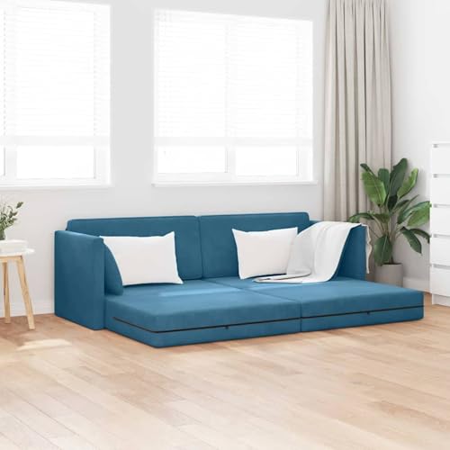 Boden-Sofa-Bett 2-in-1 Blau 213x144x60 cm Samt, Tagesbett Multifunktionsbett für Wohnzimmer Homeoffice Gästebereich4106725 von Swpsd
