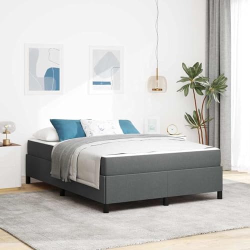 Boxspringbett Dunkelgrau, Schwarz 140 x 200 cm, Modernes Bett Elegantes Polsterbett für Schlafzimmer Gästezimmer Apartments Gästebett von Swpsd