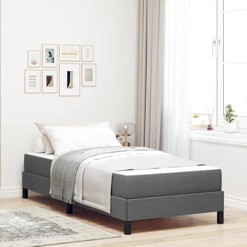 Boxspringbett Sonstiges Dunkelgrau 80 x 200 cm Stoff, Modernes Bett Elegantes Polsterbett für Schlafzimmer Gästezimmer Apartments Gästebett von Swpsd
