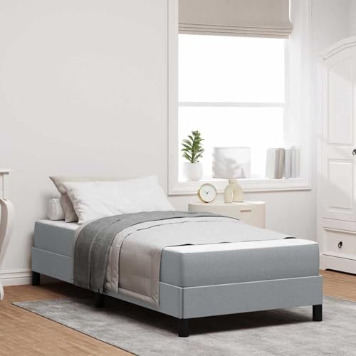 Boxspringbett Sonstiges Hellgrau 100 x 200 cm Stoff, Modernes Bett Elegantes Polsterbett für Schlafzimmer Gästezimmer Apartments Gästebett von Swpsd