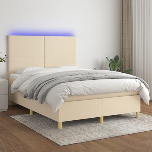Boxspringbett mit Matratze & LED Creme 140x200 cm Stoff, Modernes Bett Gästebett für Stilvoll Wohnungen Schlafzimmer Gästehaus3135282 Boxspringbett mit Matratze & LED Creme 140x200 cm Stoff, Modernes Bett Gästebett für Stilvoll Wohnungen Schlafzimmer Gästehaus3135282 von Swpsd