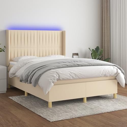 Boxspringbett mit Matratze & LED Creme 140x200 cm Stoff, Modernes Bett Gästebett für Stilvoll Wohnungen Schlafzimmer Gästehaus3139042 Boxspringbett mit Matratze & LED Creme 140x200 cm Stoff, Modernes Bett Gästebett für Stilvoll Wohnungen Schlafzimmer Gästehaus3139042 von Swpsd